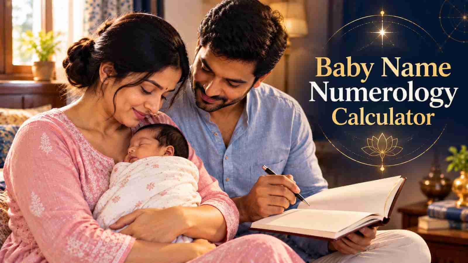 Indian parents looking at their newborn while choosing a name