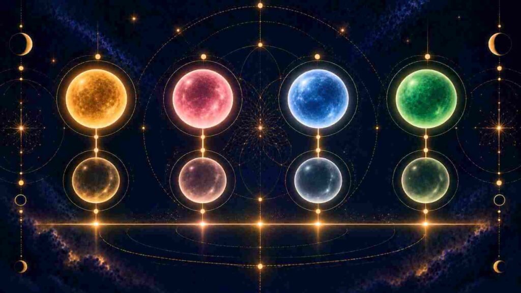 Four paired markers showing each life phase with its opportunity and its lesson