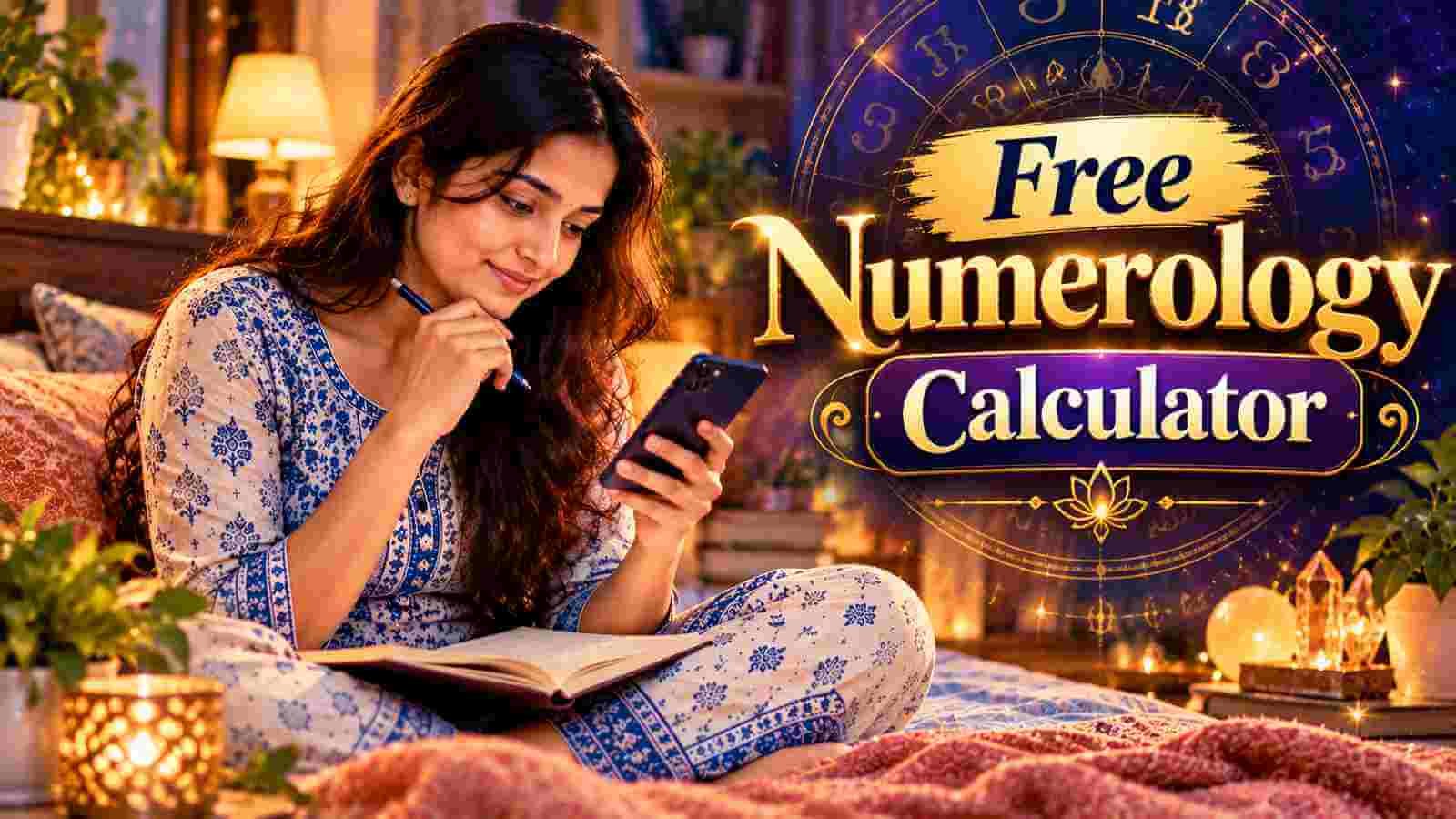 A young Indian woman sitting on her bed with a notebook, looking thoughtfully at her phone