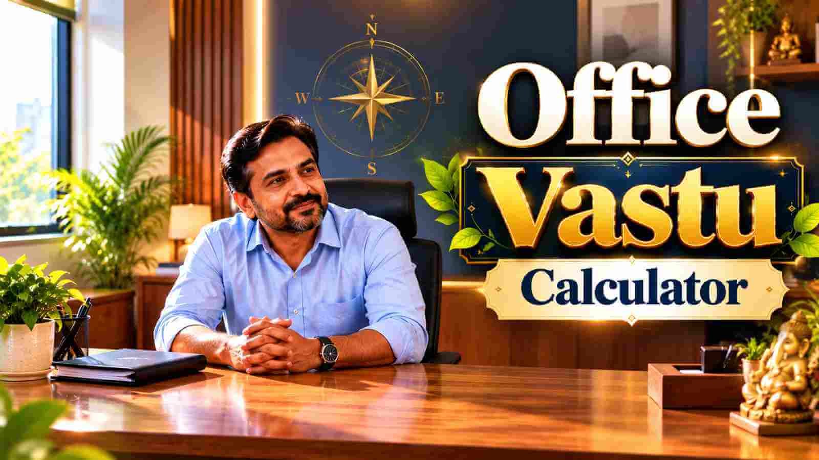 An Indian business owner seated at a desk with a solid wall behind him in his office